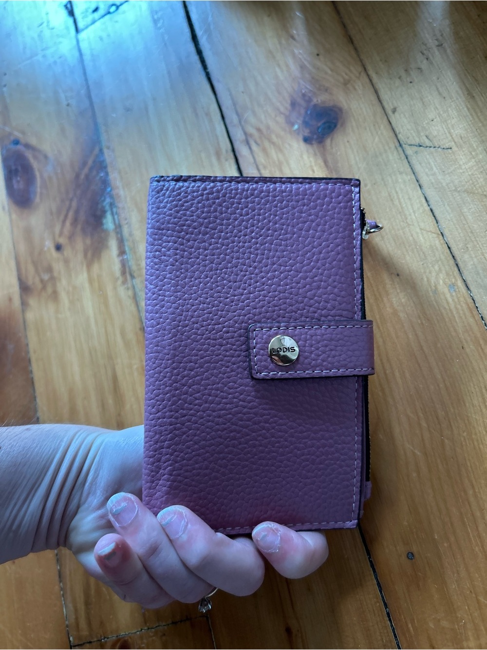 Lodis Dusty Lavender Pebbled Leather Zip Card Wallet - Picture 4 of 8